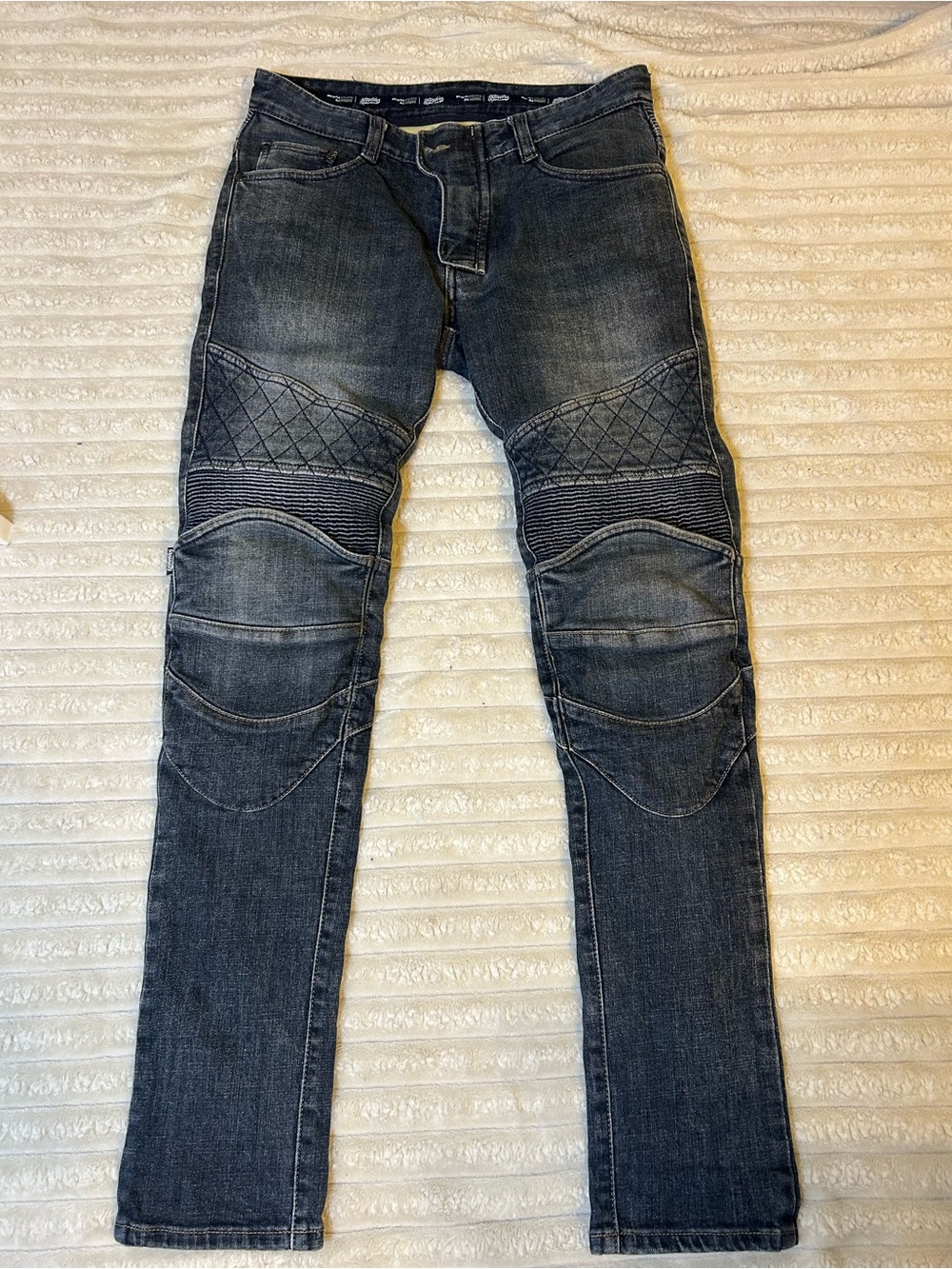 Slim Fit Men's Biker-Style Jeans in Dark Gray